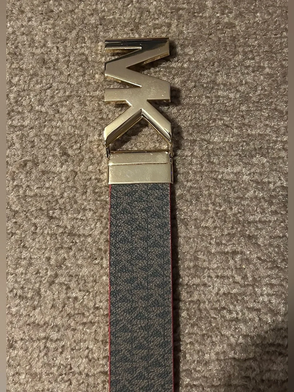 Michael Kors Reversible Red and Black Logo Buckle Belt
